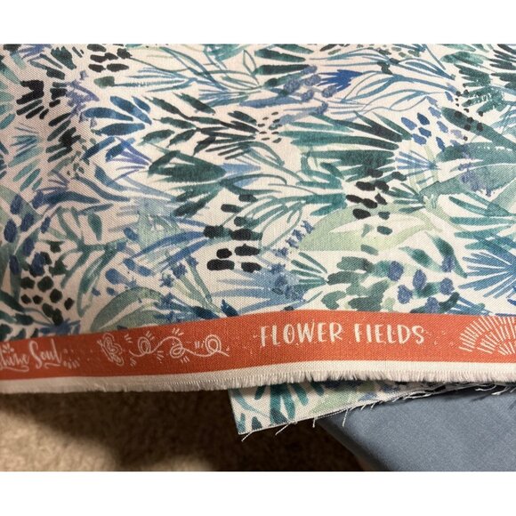 Fabric Bundle 2 Yards Navy 1 Yard Moda Flower Fields 1 Yard Lt Blue - Picture 8 of 10